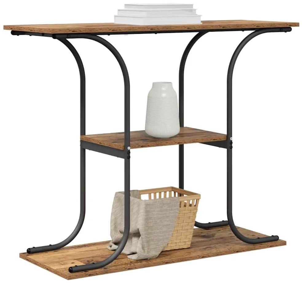 Konzolasztal polcokkal Régi fa 101 x 35 x 80.5 cm Faanyag