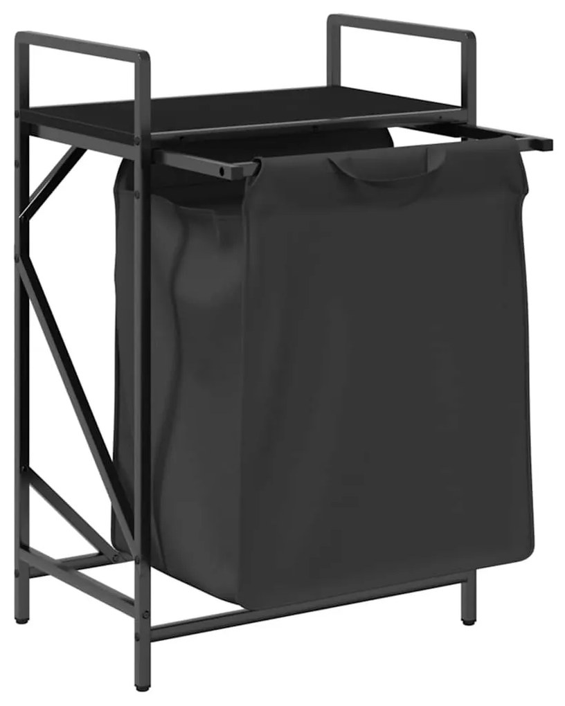 fekete tölgyfa mosodai kosár 1 rekeszes polccal