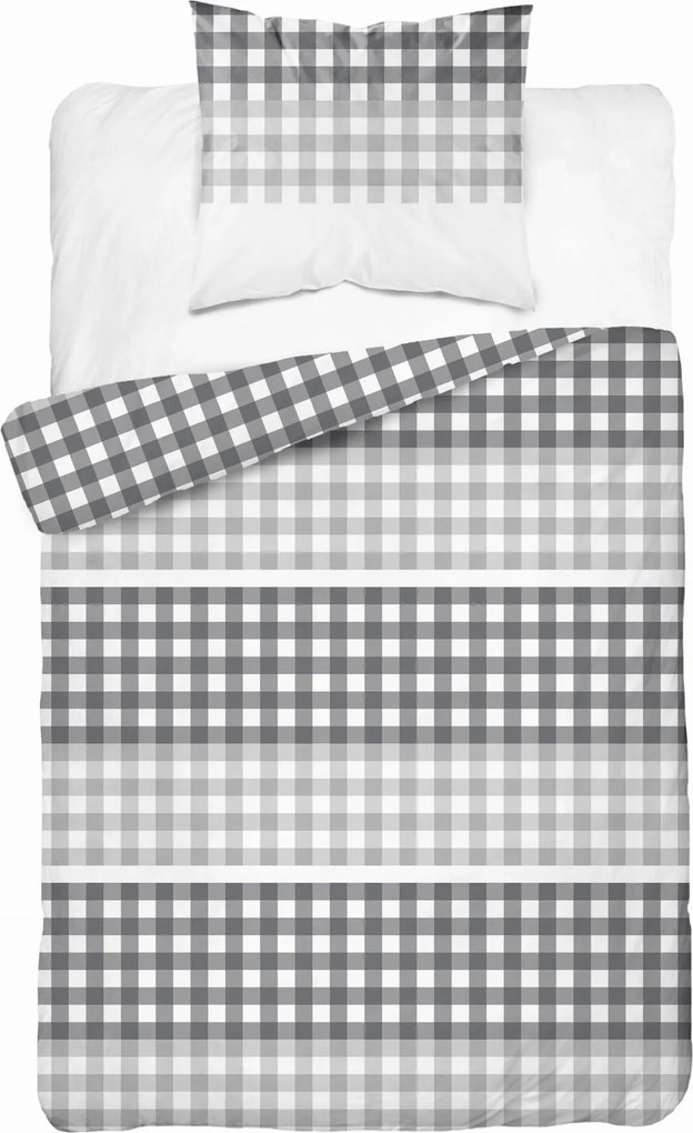 Ágyneműhuzat Szatén 140x200 kockás szürke hamu