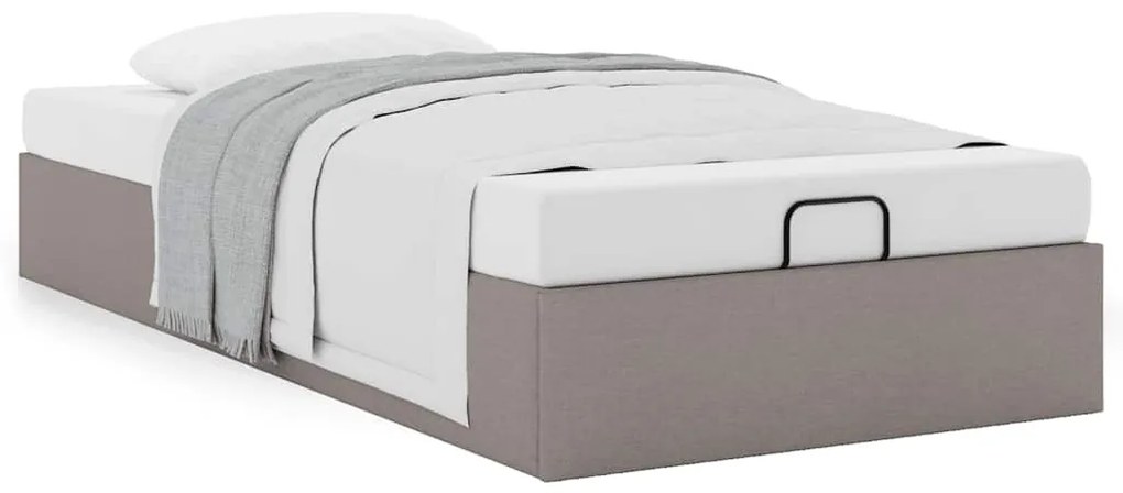 Ottomán tópszínű szövet ágykeret matrac nélkül 100x200 cm
