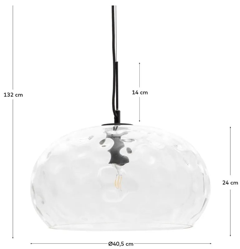 Fekete függőlámpa üveg búrával ø 40 cm Balma – Kave Home