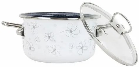 Belis Smaltált fazék fedővel Premium, fehér, 16cm, 1,5 l, 1,5 l