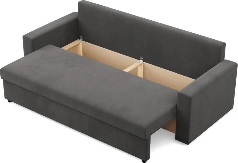 Zeus kanapéágy, szövet anyag, hab töltet, egyenes kartámasz, szürke