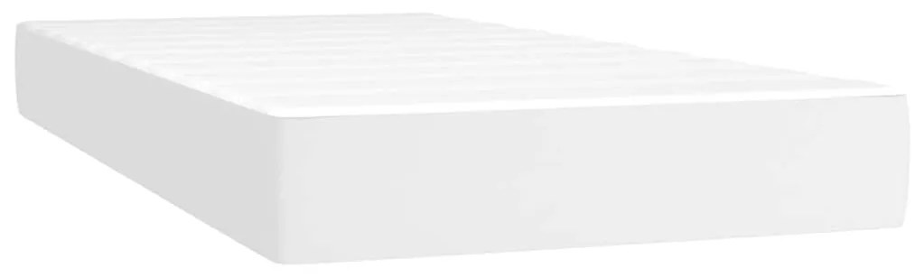 fehér műbőr rugós és LED-es ágy matraccal 120x190 cm