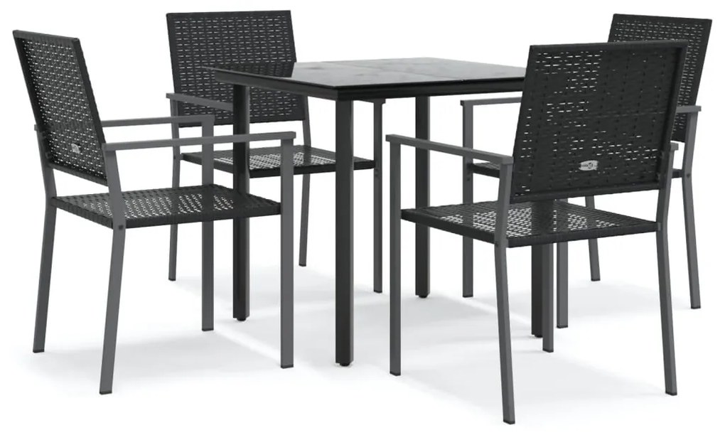 5 részes polyrattan és acél kerti étkezőgarnitúra