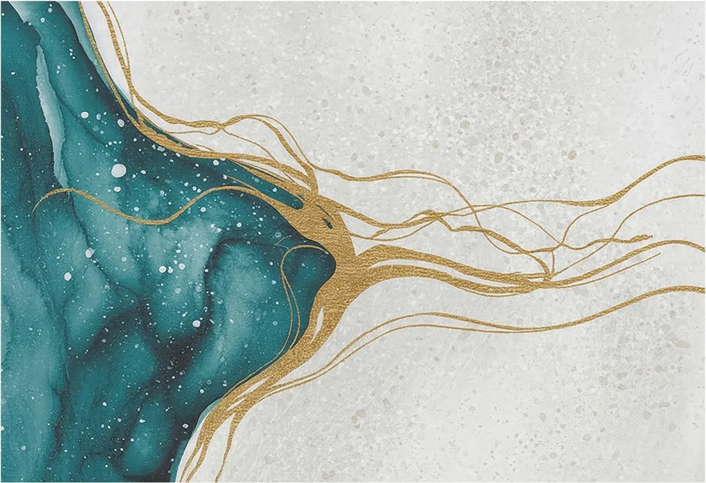 Flizelin tapéta Divatos 3D fali ragasztó Türkiz vonalak 152x104 Ragasztó