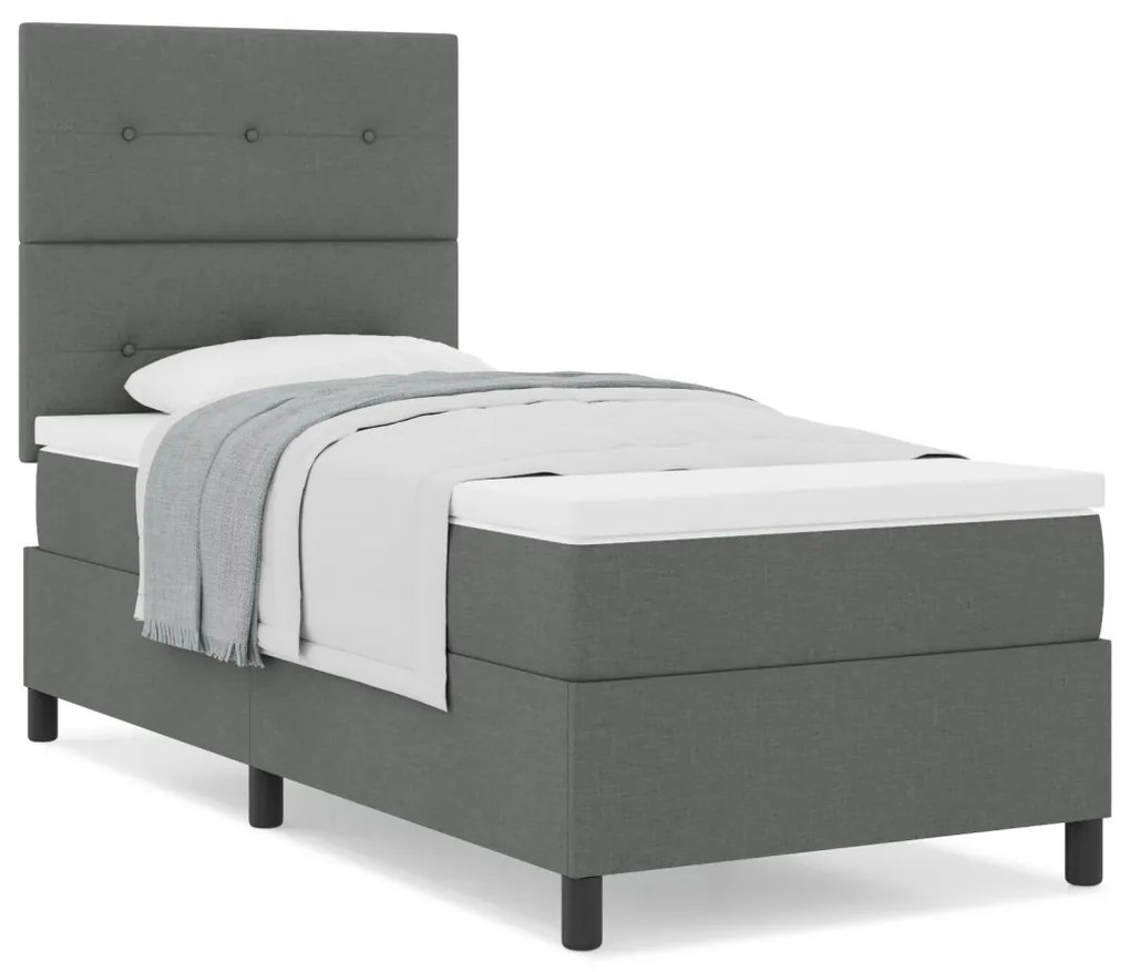 Box Spring Ágy Matraccal Sötét Szürke 90x200 cm Szövet