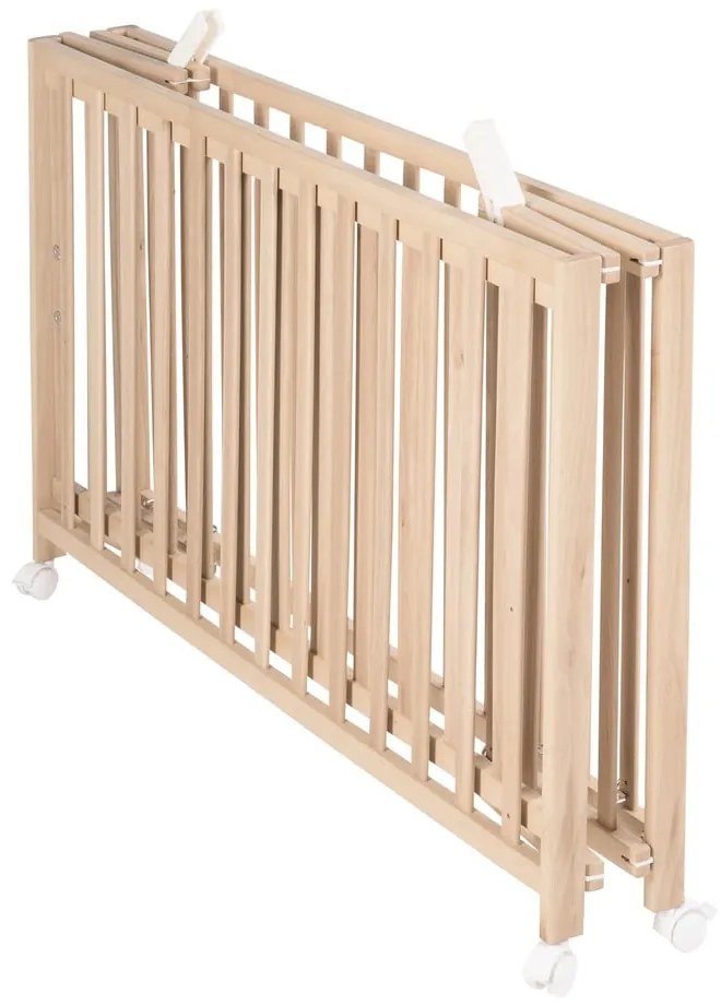 Natúr színű összecsukható gurulós babaágy 60x120 cm Fold up – Roba