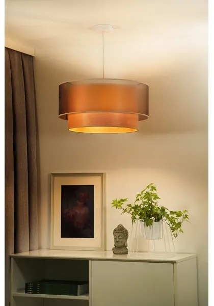 Duolla - Csillár zsinóron WOOD BOHO 1xE27/15W/230V átm. 45 cm réz/bézs