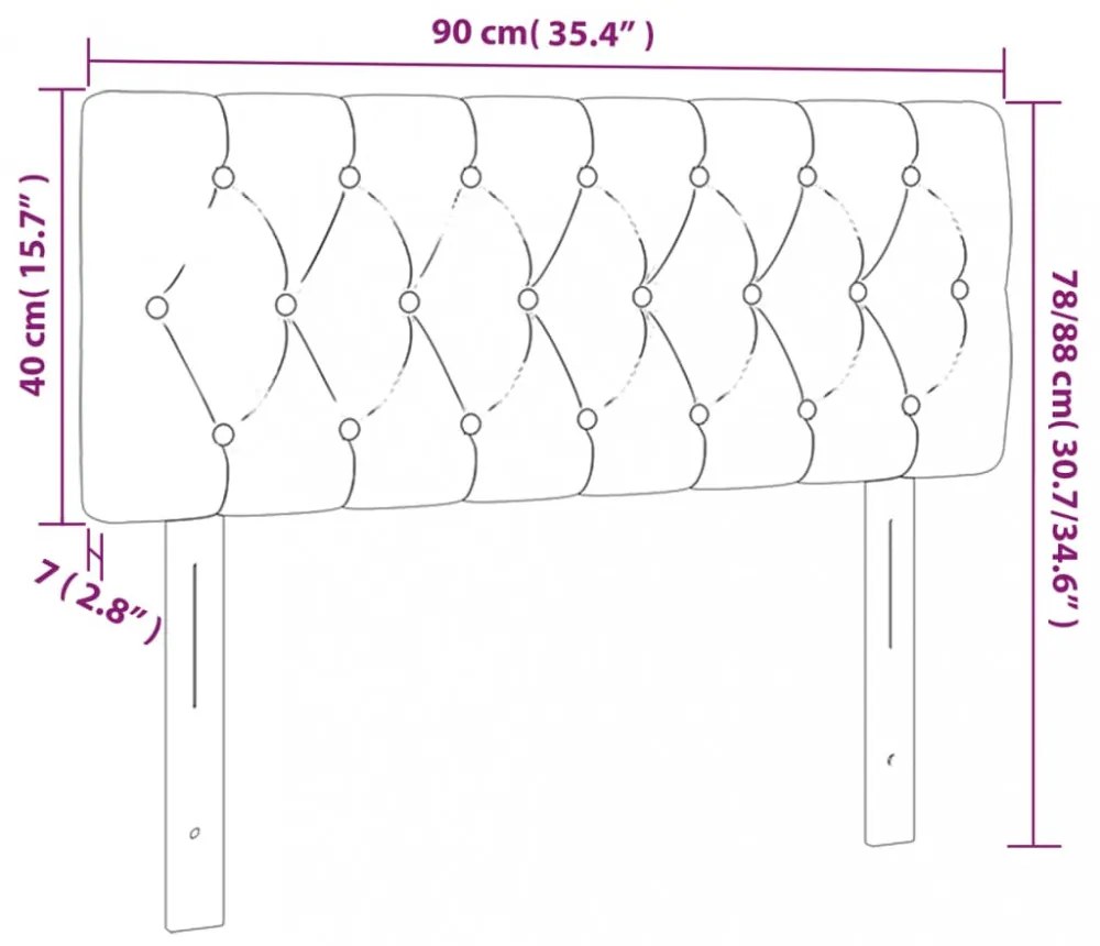 sötétszürke bársony LED-es fejtámla 90 x 7 x 78/88 cm