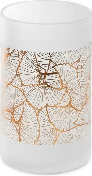 Váza 15x25 fehér arany ginkgo levél művészi üvegből