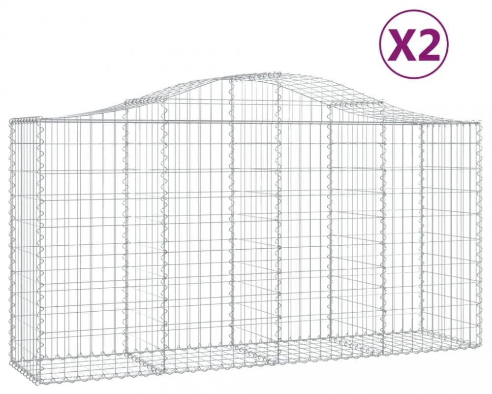 2 db íves horganyzott vas gabion kosár 200 x 50 x 100/120 cm