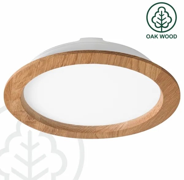 LED Beépíthető lámpa WOODY SPOT LED/23,5W/230V 4000K tölgy ø 23,5 cm