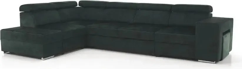 Ülőgarnitúra, smaragdzöld, balos, MALAGA BIG