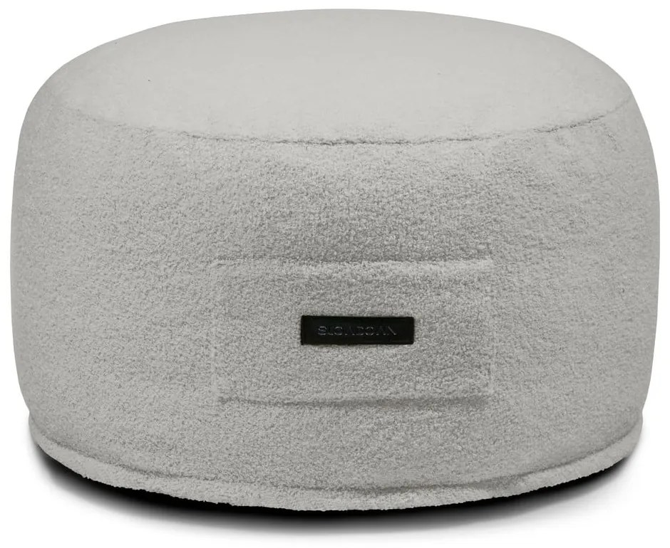 Világosszürke buklé puff Om 60 – SLOWDOWN