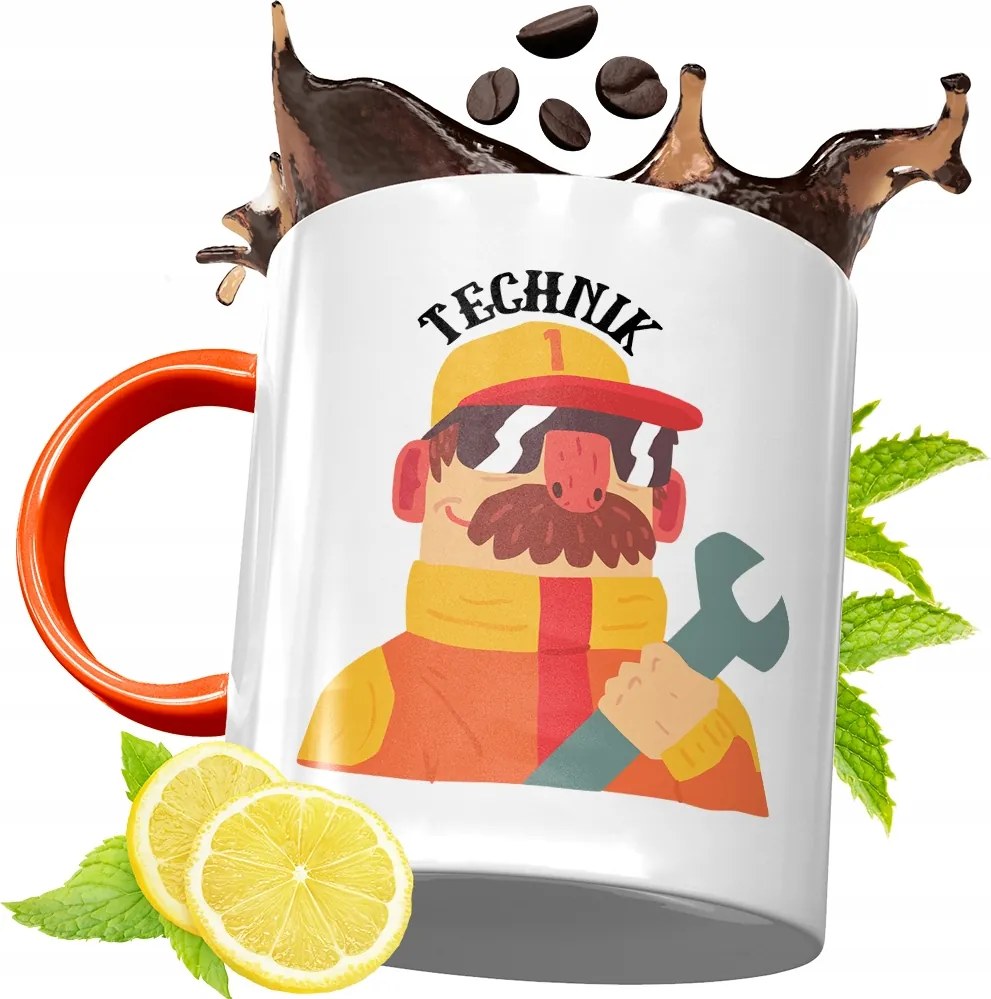 Narancssárga Bögre Technikus Ajándék fényképes nyomtatással