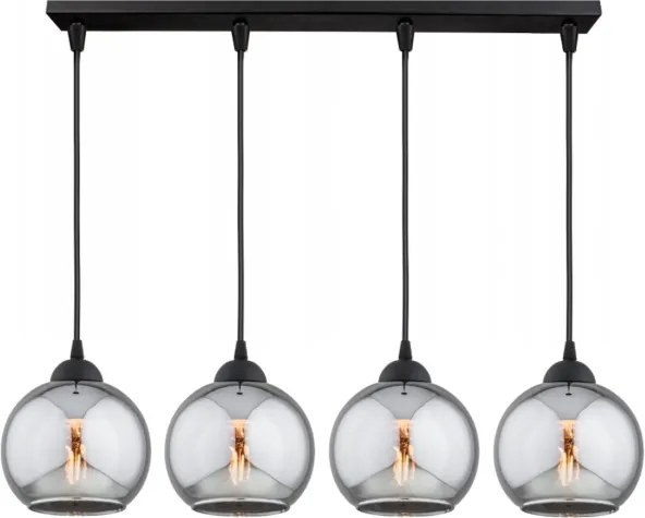 Brilagi - Kábelre függesztett DIOR csillár 4xE27/60W/230V fekete/füstszürke