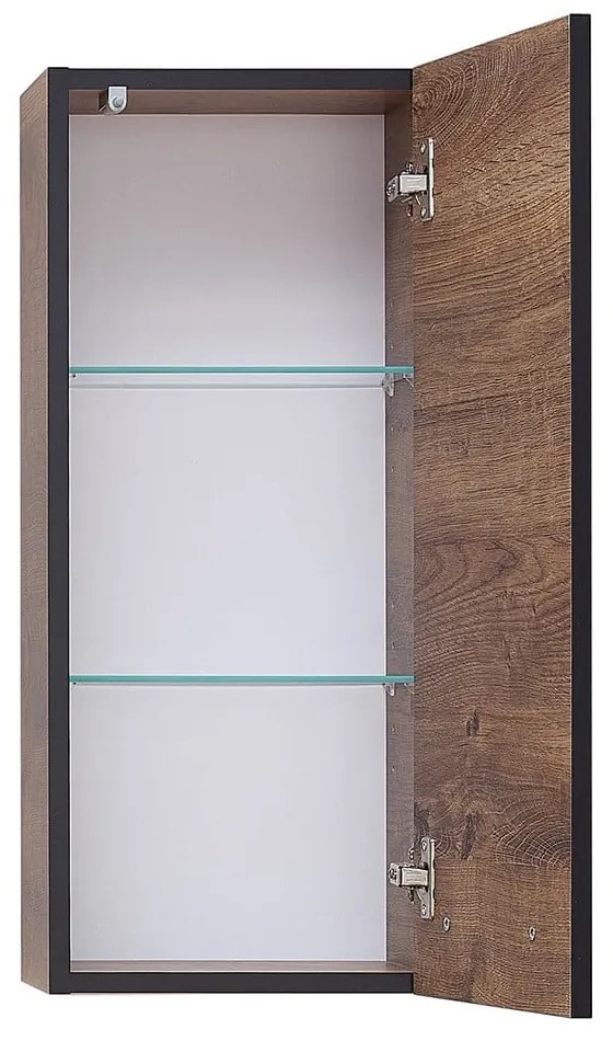 Barna függő fürdőszoba szekrény tölgyfa dekorral 30x70 cm Set 374 - Pelipal