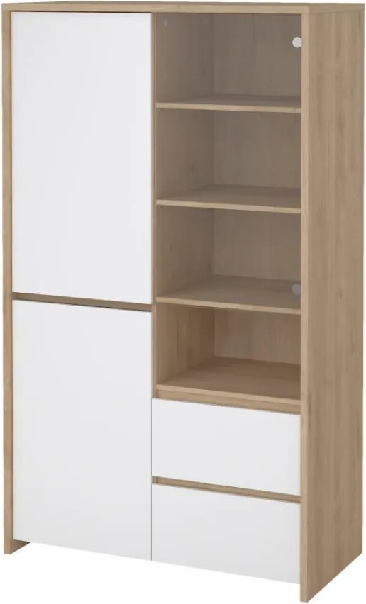 Vitrin, hickory tölgy/extra magasfényű fehér, NEXT 50317
