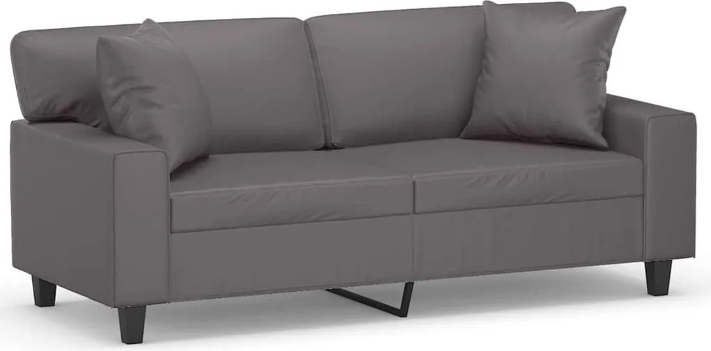 vidaXL 2 személyes szürke műbőr kanapé díszpárnákkal 140 cm
