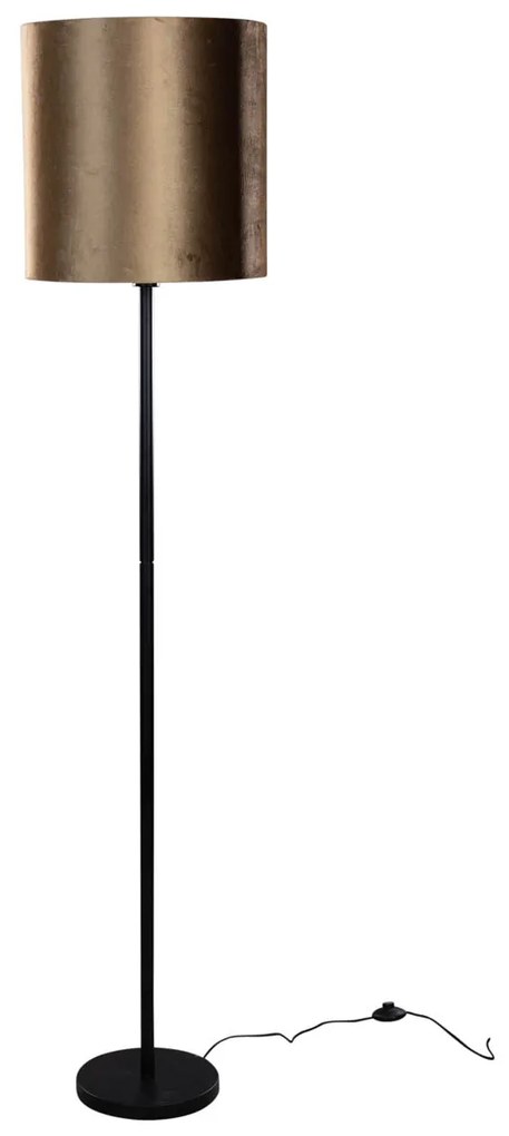 Állólámpa fekete bársony lámpabúrával bronz színben 40 cm - Simplo