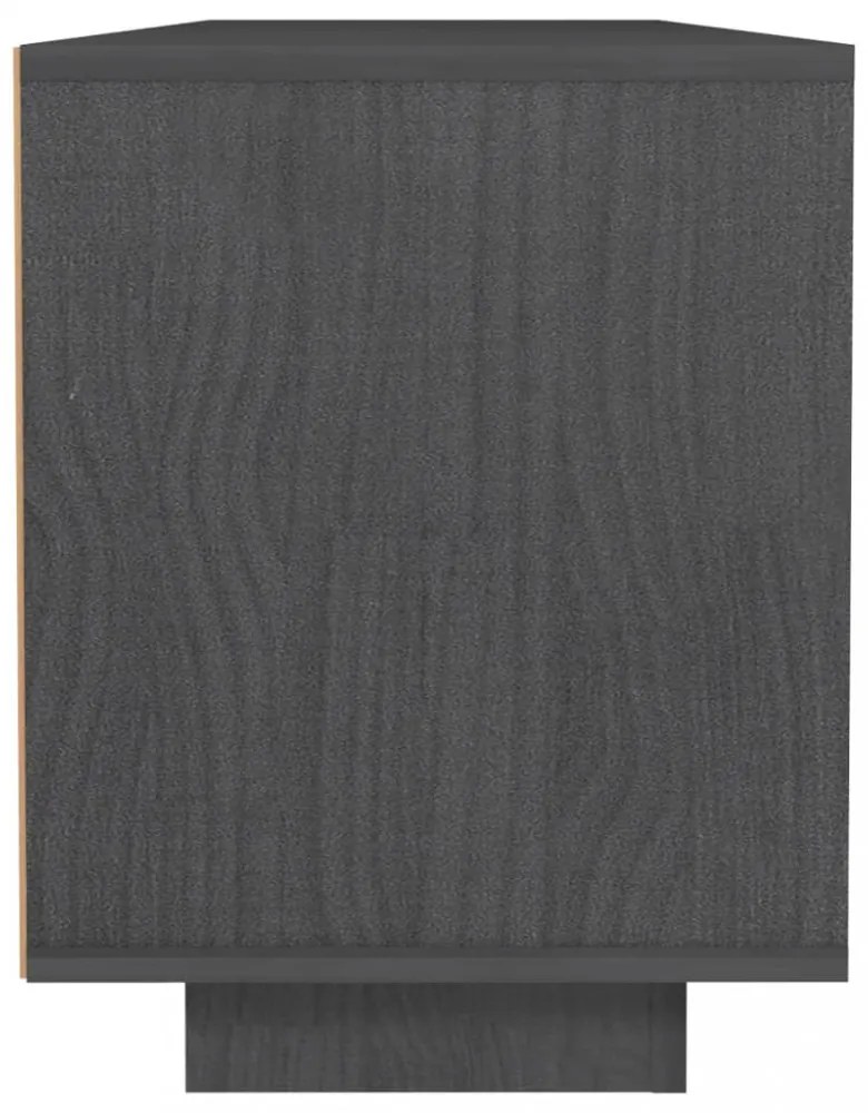 szürke tömör fenyőfa TV-szekrény 110 x 30 x 40 cm