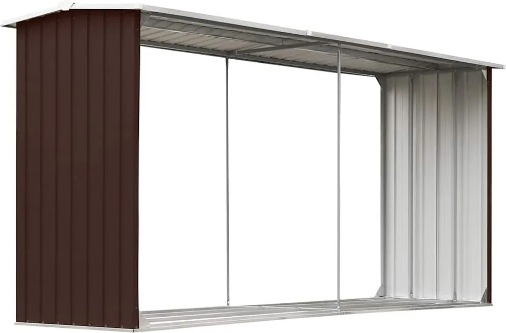 vidaXL barna horganyzott acél kerti tűzifatároló 330 x 92 x 153 cm
