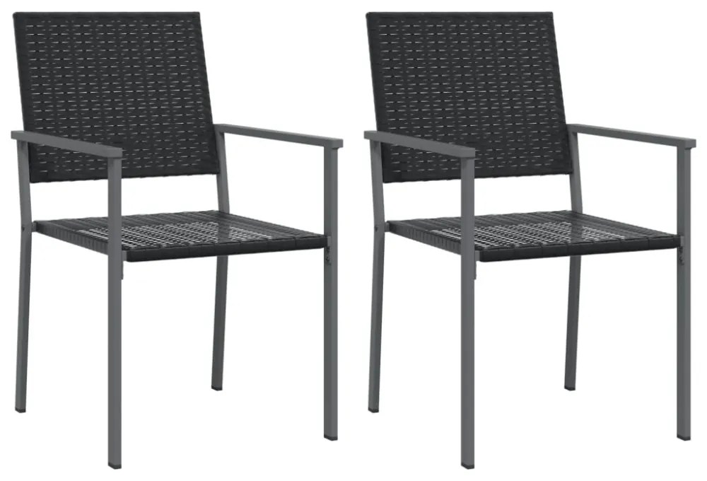 2 db fekete polyrattan kerti szék 54 x 62,5 x 89 cm