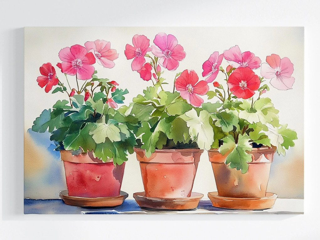 Vászonkép Canvas Virágtartó Dekoráció Virágok Muskátli 60x40