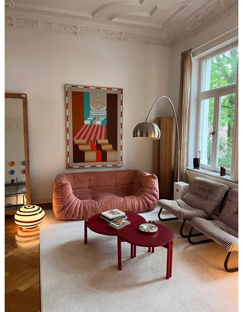 Piros borovi fenyő kerek dohányzóasztal ø 80 cm Sticks – Karup Design