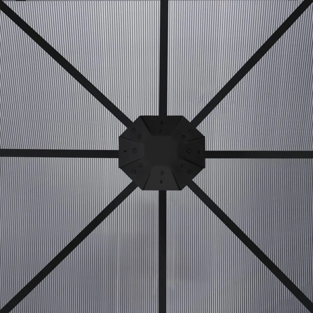 antracitszürke pavilon függönyökkel 300 x 300 x 265 cm
