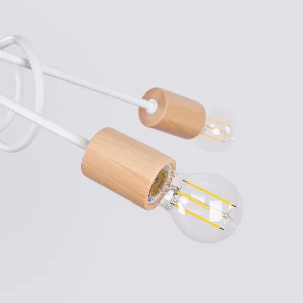 Sollux SL.1475 - Felületre szerelhető csillár EMBER 5xE27/15W/230V fehér/bézs/bükkfa