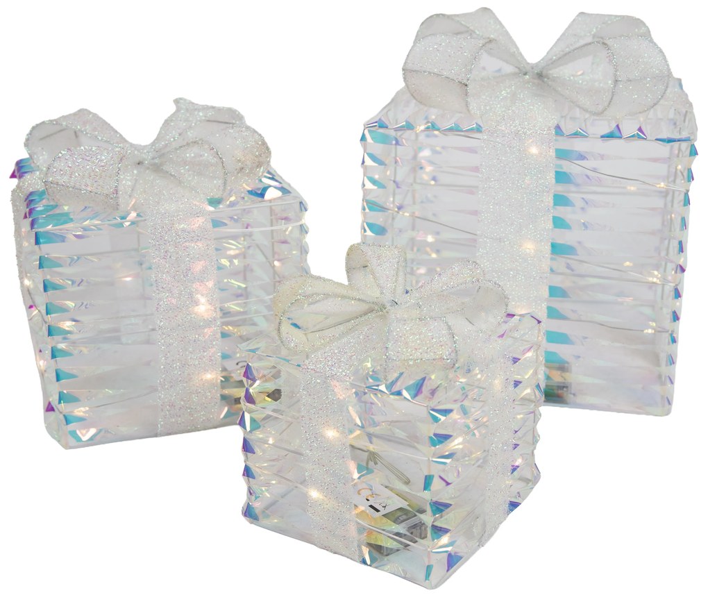 3 darabos karácsonyi szivárvány ajándékkészlet LED-del - Niji