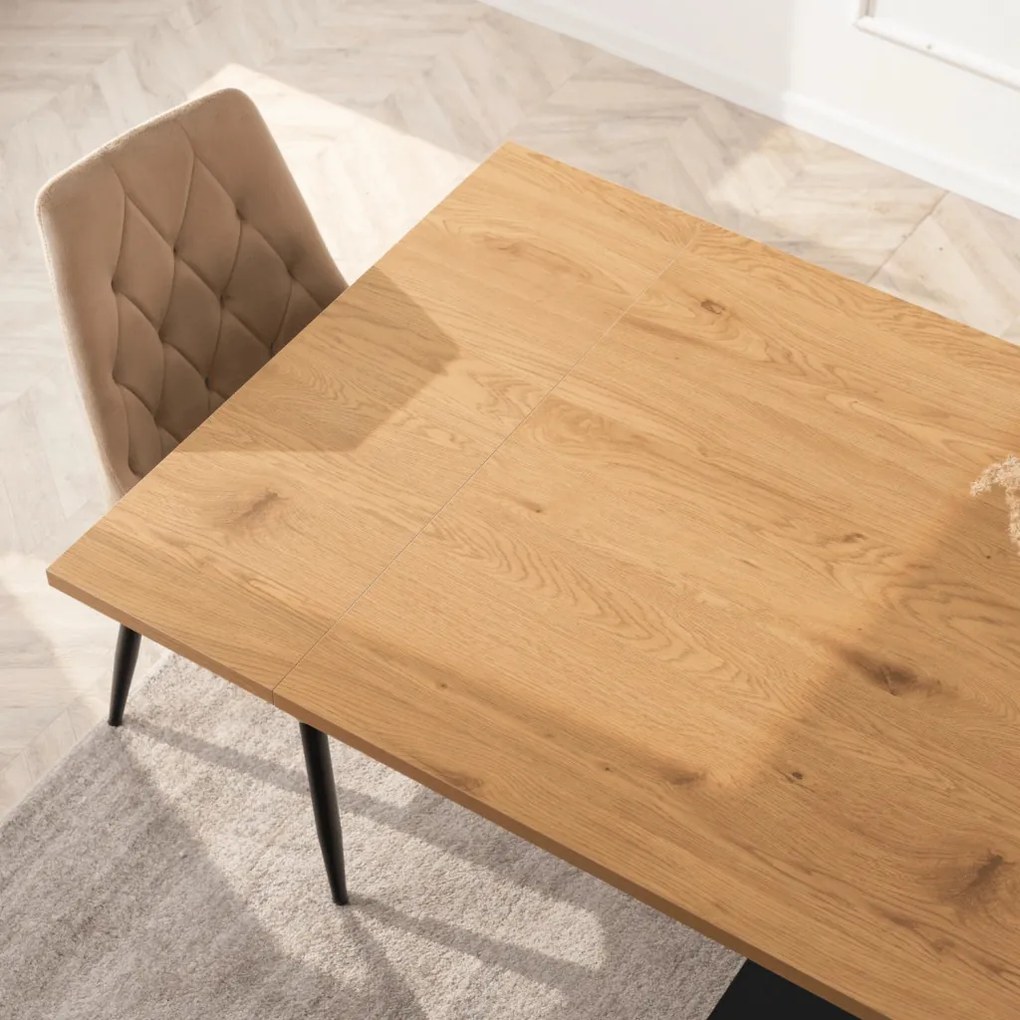 Stół REX Rozkładany 160-220 cm MDF Dąb/Czarny