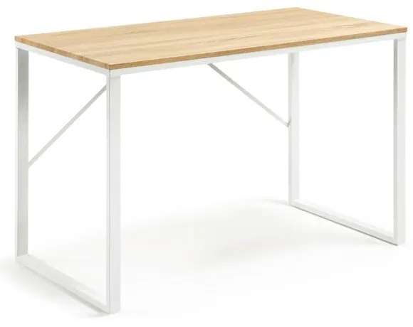 Lisbet fehér íróasztal fa dekoros asztallappal - Kave Home