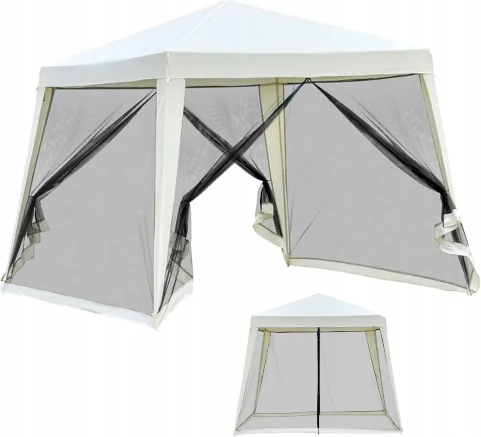 Kerti Pavilon Sátor 3x3m Pavilon 4 Falú Szúnyogháló Cipzáras
