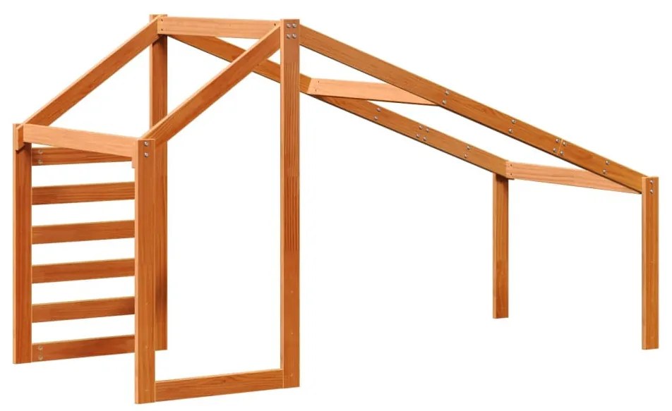 viaszbarna tömör fenyőfa gyerekágytető 198 x 97 x 113 cm