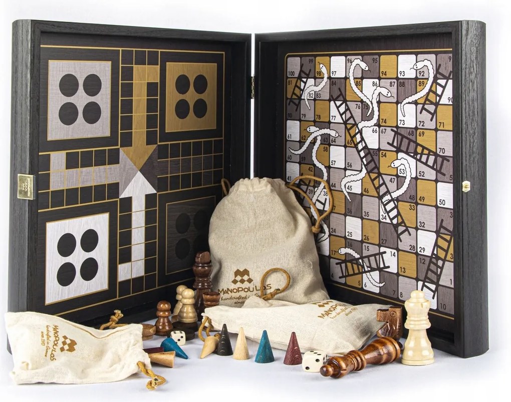 Hagyományos játékok társasjáték szett Ludo sakk 34x64 Manopoulos