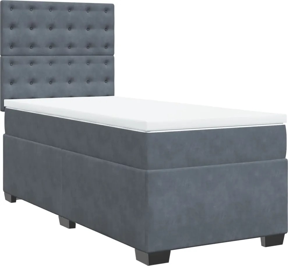 vidaXL sötétszürke bársony rugós ágy matraccal 90x190 cm
