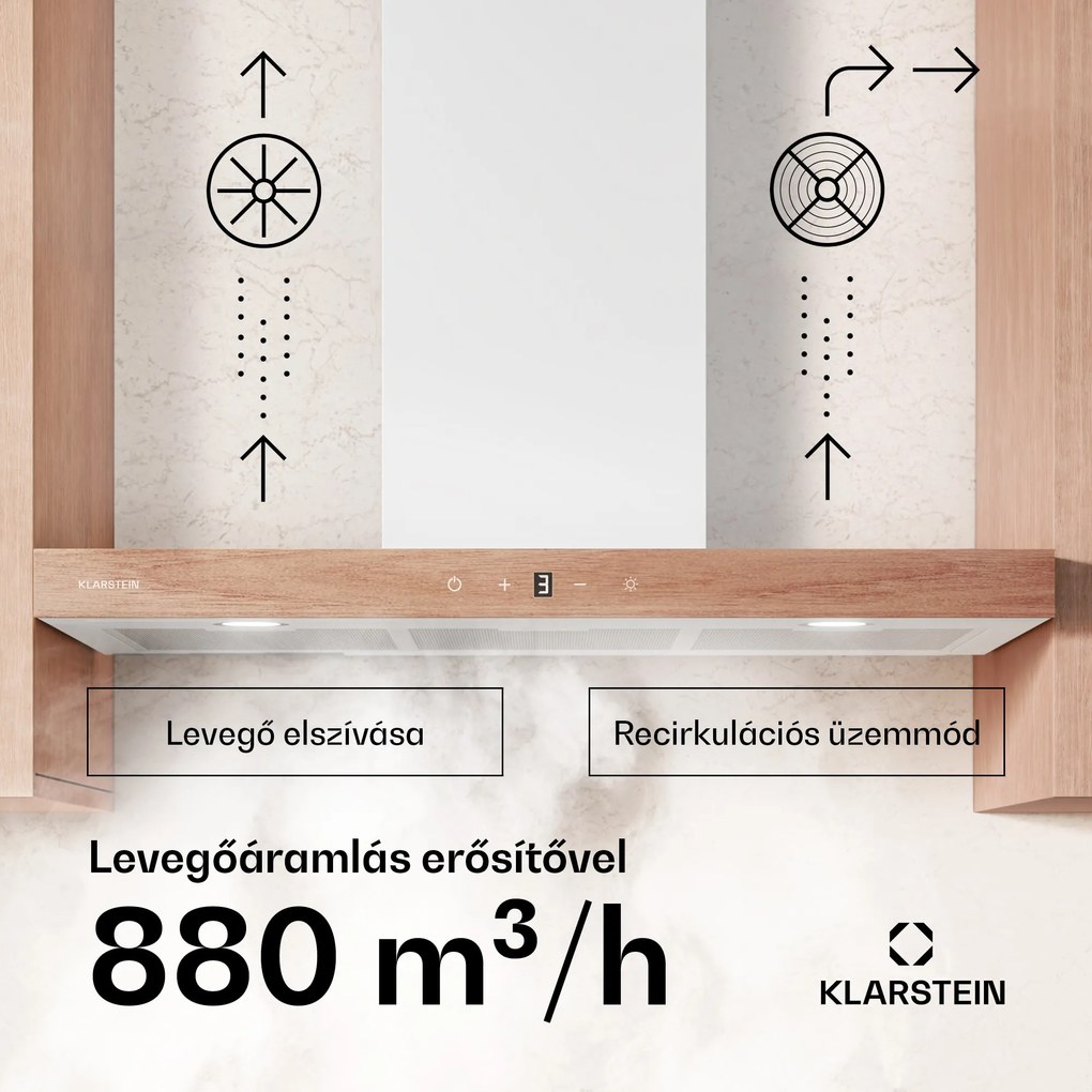 Klarstein ZenFusion T páraelszívó, 881,6 m³/h, A++, 210 W DC, 47 dB, elszívás/recirkuláció