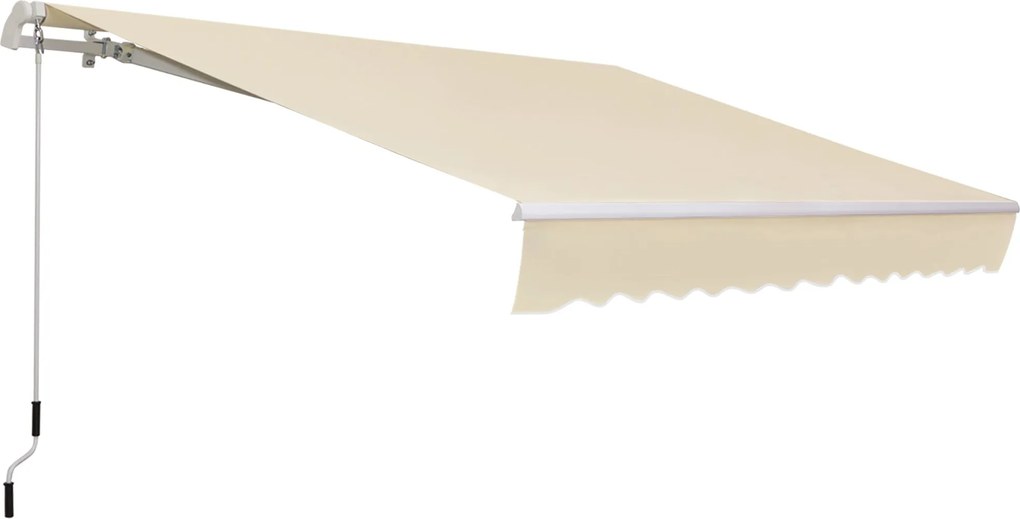 Outsunny Retractable Napernyő 3.6x2.5 m, Összecsukható UV Védelemmel Vízálló Ajtókhoz és Ablakokhoz Kézi Kerekes, Krém | Aosom