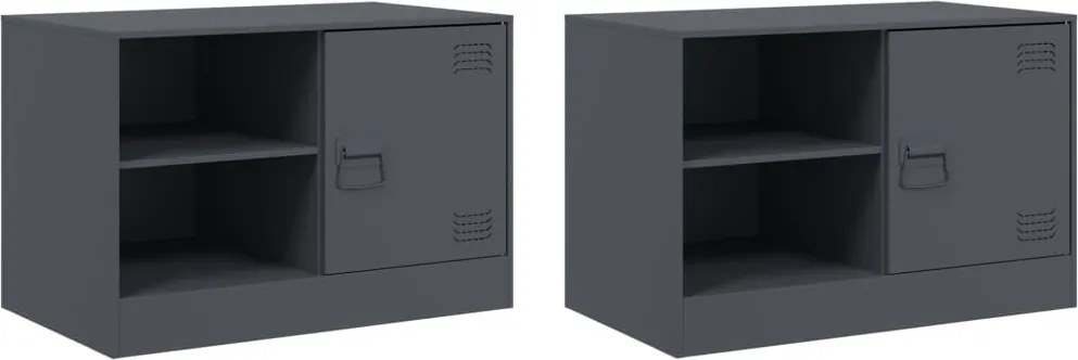 vidaXL 2 db antracitszürke acél éjjeliszekrény 67 x 39 x 44 cm