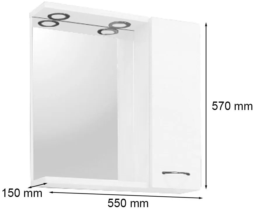 Ruben 55 fürdőszoba bútor felsőszekrény Rauna szil