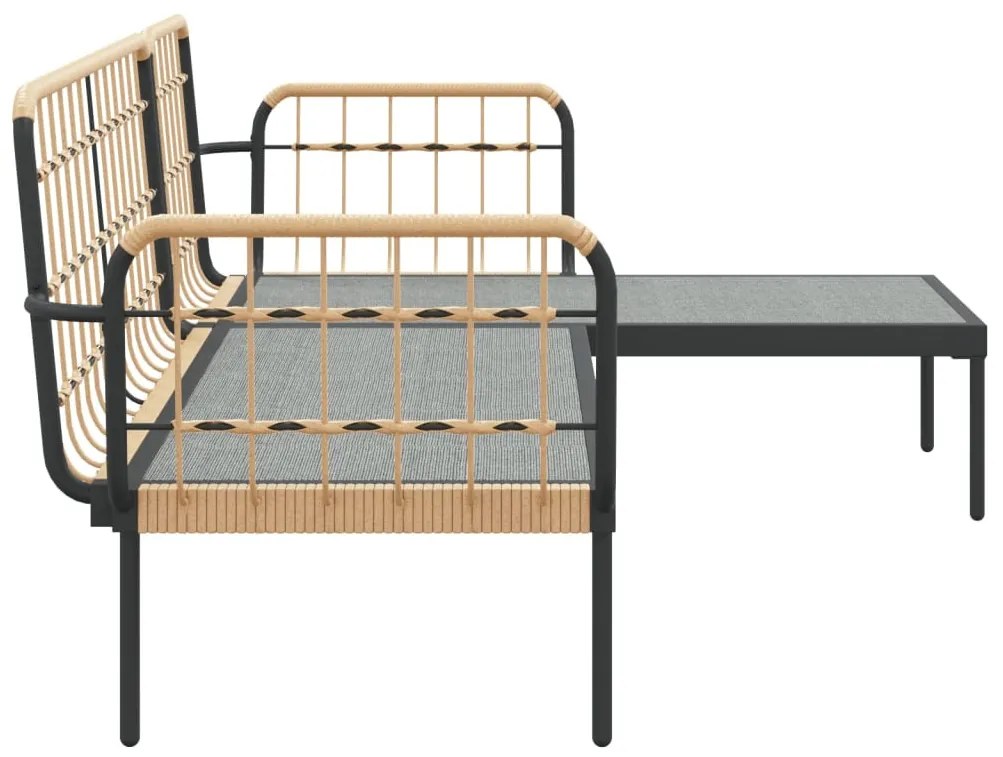 3 részes polyrattan kerti ülőgarnitúra bézs párnákkal