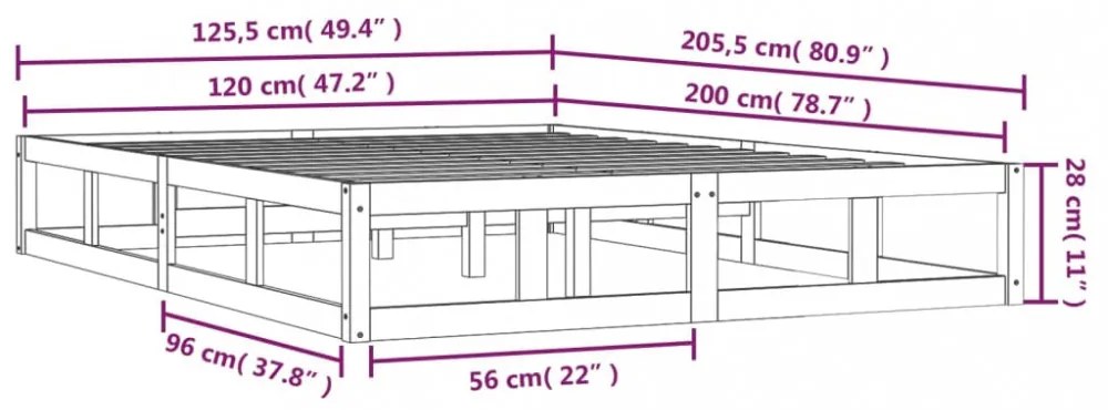 mézbarna tömör fa ágykeret 120x200 cm