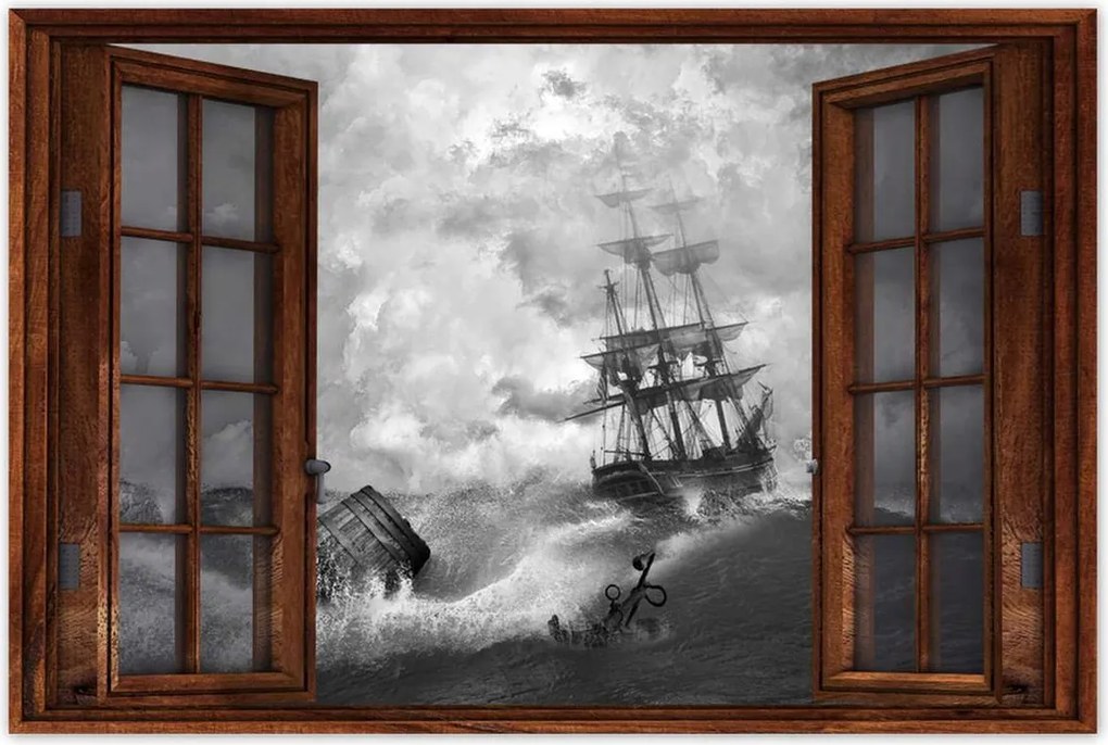 Poszterek 120x80 Vihar Tenger Hajó Tájkép