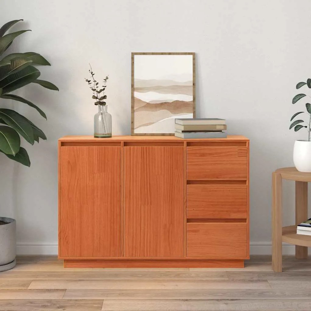 Széf fiókkal Barna 111 x 34 x 75 cm Tömör fenyőfa