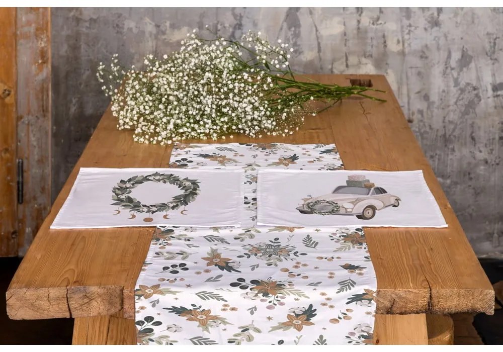 Pamut asztali futó karácsonyi mintával 40x140 cm Festive Flowers – Butter Kings