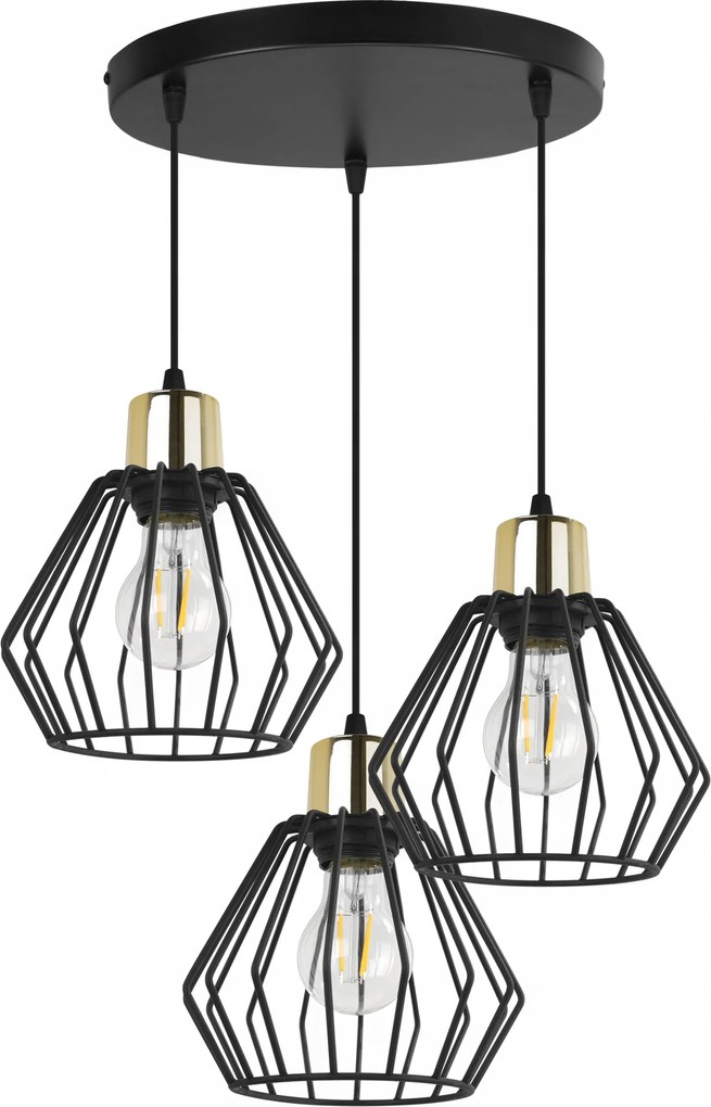 Mennyezeti Lámpa Függő Csillár Hármas Fekete Konyhába Nappaliba Loft
