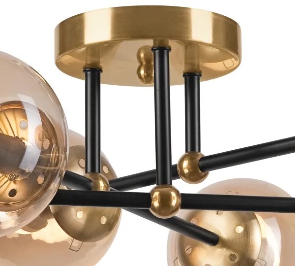 Felületre szerelhető csillár  MALENA 6xE14/5W/230V arany/fekete/füstös bézs